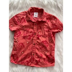 Red Jumping Beans Toddler Boy Shirt Disney Cars Print Size 4T Used